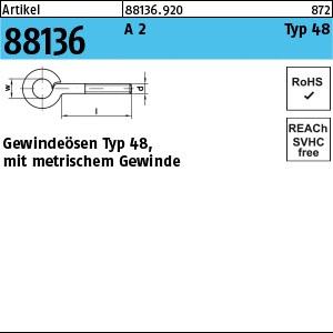 ART 88136 Gewindeösen Typ 48 A 2 M 10 x 40 A 2 S