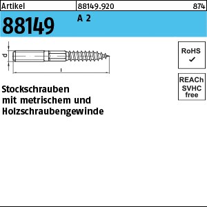 ART 88149 Stockschrauben A 2 Typ 23E M 6 x 50 A 2 S