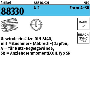 ART 88330 AMECOIL Gew.-einsätze A 2 Typ SR AM 3 x 3 A 2 S