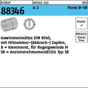 ART 88346 AMECOIL Gew.-einsätze Typ SR BM 3 x 3 A 2 selbsts. A 2 S