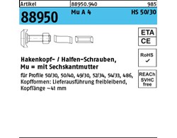 Artikel 88950 Mu A 4 HS 50/30 Hakenkopf-/Halfen-Schrauben, mit Sechskantmutter