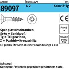 Artikel 89097 A 2 CE Seko-Z-Tg Spanplattenschrauben, Senkkopf, Pozidriv-Kreuzsch