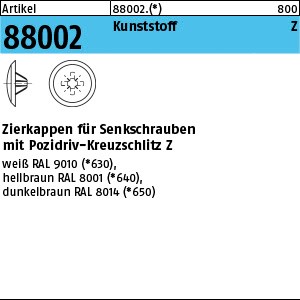 ART 88002 Kappen 1 x 8/3 für Kreuzschlitz Z, h. braun Kunstst S