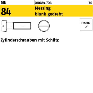 DIN 84 Messing M 1 x 2 blank gedreht Ms gedr S