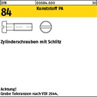 DIN 84 Kunststoff PA Zylinderschrauben mit Schlitz 