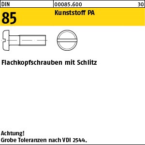 DIN 85 Kunstst. M 3 x 6 Polyamid Kunstst S