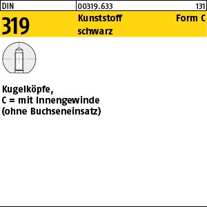 DIN 319 Kunstst. C 16 M 4 schwarz Innengew. o. Buchse Kunstst S