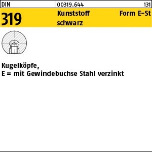 DIN 319 Kunstst. E 20 M 5 schwarz mit St. Gewindebu. Kunstst S