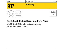 DIN 917 Messing Sechskant-Hutmuttern, niedrige Form 