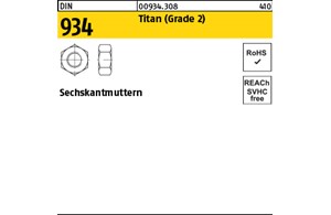 DIN 934 Titan (Grade 2) Sechskantmuttern 