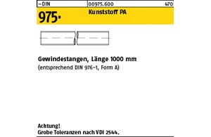 ~DIN 975 Kunststoff PA Gewindestangen, Länge 1000 mm 