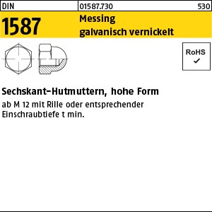 DIN 1587 Messing M 4 galv. vernickelt gal Ni S