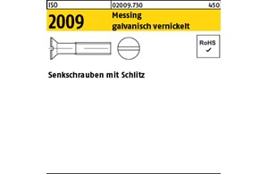 ISO 2009 Messing galvanisch vernickelt Senkschrauben mit Schlitz 