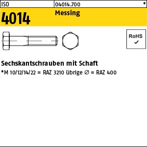 ISO 4014 Messing M 8 x 40 Ms S