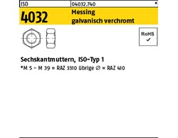 ISO 4032 Messing galvanisch verchromt Sechskantmuttern, ISO-Typ 1 