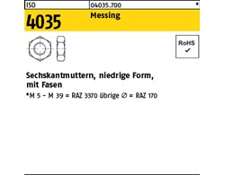 ISO 4035 Messing Niedrige Sechskantmuttern mit Fasen 