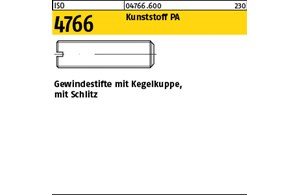 ISO 4766 Kunststoff PA Gewindestifte mit Kegelkuppe, mit Schlitz