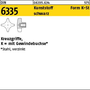 DIN 6335 Kunstst. schwarz K 25 M 5 Gewindebuchse Stahl gal Zn KU-St S