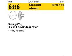 DIN 6336 Kunststoff Form K-St schwarz Sterngriffe, mit Gewindebuchse 