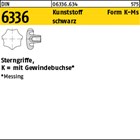 DIN 6336 Kunststoff Form K-Ms schwarz Sterngriffe, mit Gewindebuchse 