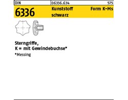 DIN 6336 Kunststoff Form K-Ms schwarz Sterngriffe, mit Gewindebuchse 