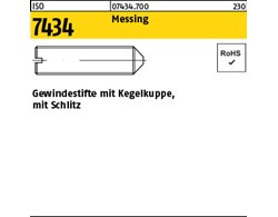 ISO 7434 Messing Gewindestifte mit Kegelkuppe, mit Schlitz