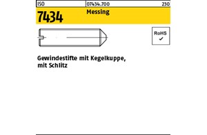 ISO 7434 Messing Gewindestifte mit Kegelkuppe, mit Schlitz