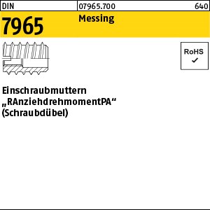 DIN 7965 Messing M 3 x 8 Außendurchmesser 6 mm Ms S