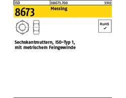 ISO 8673 Messing Sechskantmuttern, ISO-Typ 1, mit metrischem Feingewinde