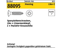 Artikel 88095 Messing Liko-Z Spanplattenschrauben, Linsensenkkopf, Pozidriv-Kreu
