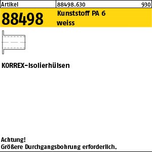 ART 88498 KORREX-Isolierhüls. Kunstst. weiß f. M 4 Länge 10 S