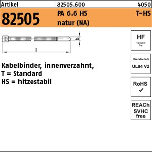 ART 82505 PA 6.6 2,5 x 100/ 22 Kabelbinder, natur, T 18R-HS S