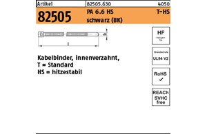 Artikel 82505 PA 6.6 HS T-HS schwarz (BK) Kabelbinder, innenverzahnt, Standard h