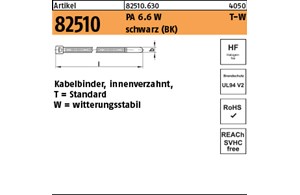 Artikel 82510 PA 6.6 W T-W schwarz (BK) Kabelbinder, innenverzahnt, Standard wit