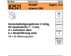 Artikel 82521 PA66W EdgeCl. O-A schwarz Kantenbefestigungsbinder 2-teilig, für K