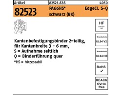 Artikel 82523 PA66HS EdgeCl. S-Q schwarz Kantenbefestigungsbinder 2-teilig, für 