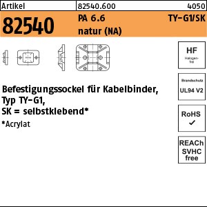 ART 82540 PA 6.6 B = max. 4 Befestig-Sockel,natur, SK TY3G1S S