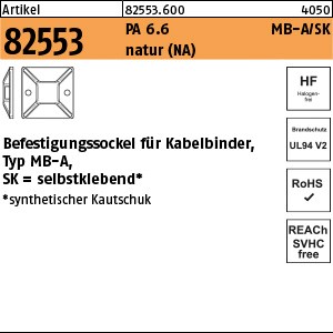 ART 82553 PA 6.6 B = max. 5,4 Befestig-Sockel, natur, SK MB4A S