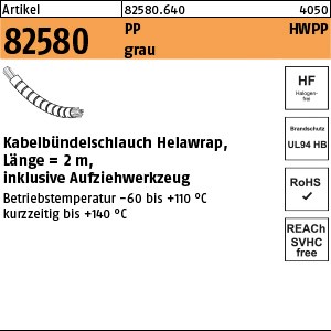ART 82580 Kabelbündelschlauch Helawrap PP grau 16 x 2000 S