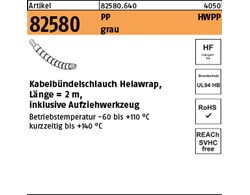 Artikel 82580 PP HWPP grau Kabelbündelschlauch Helawrap, Länge = 2m, inklusive A