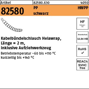 ART 82580 Kabelbündelschlauch Helawrap PP schwarz 16 x 2000 S