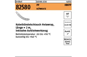 Artikel 82580 PP HWPP schwarz Kabelbündelschlauch Helawrap, Länge = 2m, inklusiv
