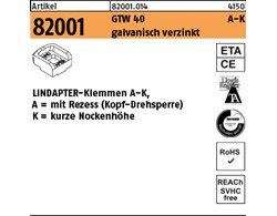 Artikel 82001 GTW 40 A-K galvanisch verzinkt LINDAPTER-Klemmen A-K mit Rezess (K