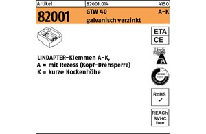 Artikel 82001 GTW 40 A-K galvanisch verzinkt LINDAPTER-Klemmen A-K mit Rezess (K
