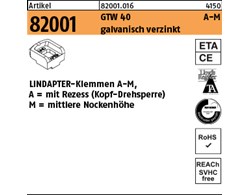 Artikel 82001 GTW 40 A-M galvanisch verzinkt LINDAPTER-Klemmen A-M mit Rezess (K