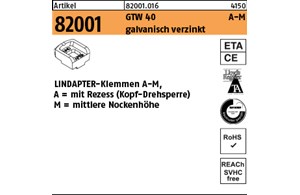 Artikel 82001 GTW 40 A-M galvanisch verzinkt LINDAPTER-Klemmen A-M mit Rezess (K