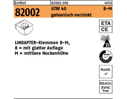 Artikel 82002 GTW 40 B-M galvanisch verzinkt LINDAPTER-Klemmen B-M mit glatter A