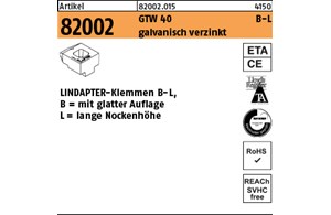Artikel 82002 GTW 40 B-L galvanisch verzinkt LINDAPTER-Klemmen B-L mit glatter A