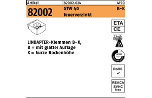 Artikel 82002 GTW 40 B-K feuerverzinkt LINDAPTER-Klemmen B-K mit glatter Auflage