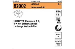 Artikel 82002 GTW 40 B-L feuerverzinkt LINDAPTER-Klemmen B-L mit glatter Auflage